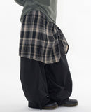 Checker drape layered pants