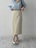 [Belt SET] Cotton H-line Long Skirt