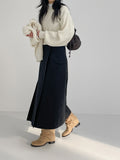 Suede Shirring Fold Long Boots