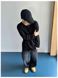 Kale Salt Washing Brushed Balloon Denim Pants