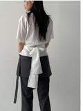 [Short Sleeve Ver] Diamond Frill Wrap Blouse