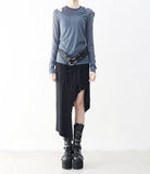 Er unbalanced shirring string skirt