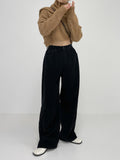 Hidden corduroy long wide pants
