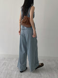 [SET] Stitch Denim Vest Pants Set