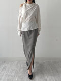 Eve One-Shoulder Pintuck Blouse