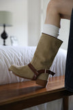 Leather belt middle boots