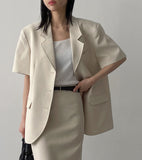 Kanna Linen 3 Button Overfit Half Jacket