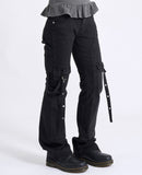 Buckle dyeing slim denim pants