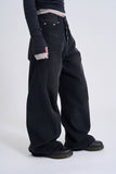 Button-fly wide denim pants