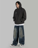 Length balloon denim jeans