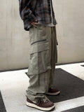Diagonal Zipper Nylon Cargo Pants