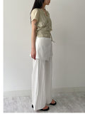 [Skirt SET] Wrap Nylon Banding Wide Pants