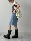 616 Wide Denim Half Pants