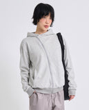 City stripe unbalance hood zip-up