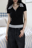 Heli color matching collar short sleeve tee
