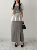 [SS] Bocashi Button Long Skirt