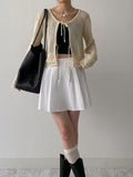 Ribbon Crochet Punching Knit Cardigan