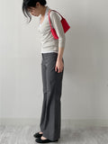Cotton Nylon Semi-Bootcut Pants