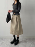Two-pin tuck cotton flare skirt
