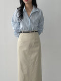 [Belt SET] Cotton H-line Long Skirt
