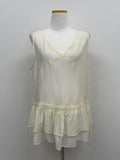 Tencel See-through Frill Sleeveless Blouse