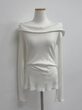 Slit Ribbed Off-Shoulder T-Shirt
