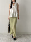 [Scarf SET] Sica V-Neck Sleeveless Blouse