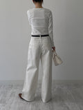 [Belt SET] One-tuck wide cotton pants