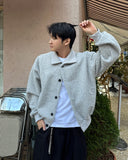 Winter high-neck angora cardigan