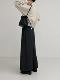 Leather Pleats Shoulder Bucket Bag