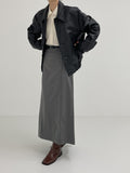 Big Collar Over Fit Leather Blouson