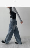 [unisex] 515 cat-washed wide denim pants