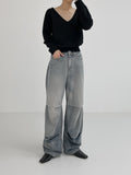 855 Pintuck Wide Denim Pants