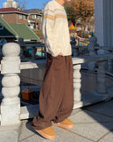 Corduroy Mink String Banding Pants