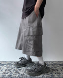 Washed Diagonal Cargo Bermuda Banding Pants