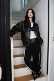 Vegan leather varsity jacket