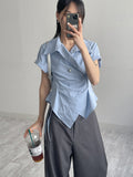 [Short sleeve ver.] Loke Wrap Shirring Shirt