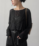 Slavic boat neck see-through knit