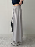 Banding Satin Long Skirt