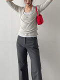Ribbed Deep U-Neck Crop T-Shirt