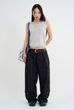 Silk button sleeveless knit top