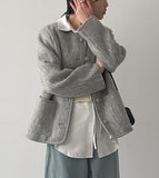 [2oz lining] Hairy wool round jacket