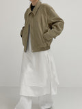 [unisex] Cut suede overfit blouson