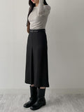 [Belt set] Bella pleated A-line long skirt