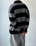 Collar Over Stripe Knit