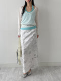 Raw Flower H-line Long Skirt