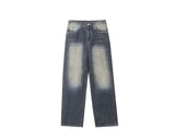 Brushed washing denim pants