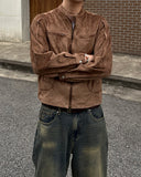 Crop Suede Biker Jacket