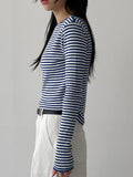 Punching Stripe Boat Neck T-Shirt