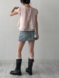 Tin Blue A-Line Mini Denim Skirt
